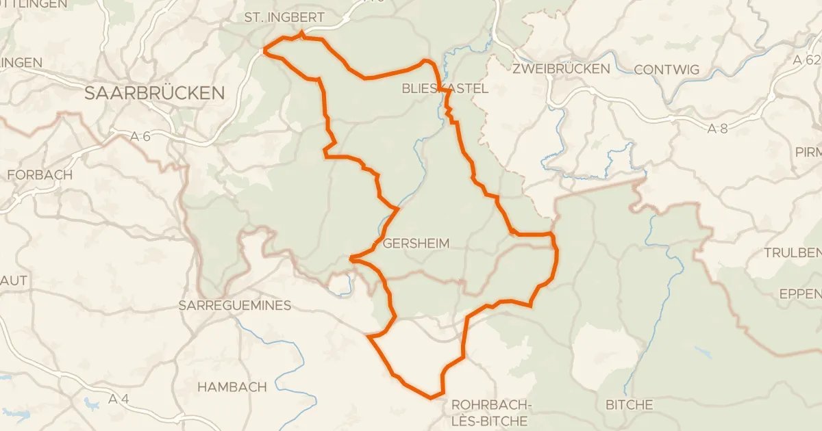 Kaart van de fietsroute Langs Ouvrage de Rohrbach en NSG Schwalbaue