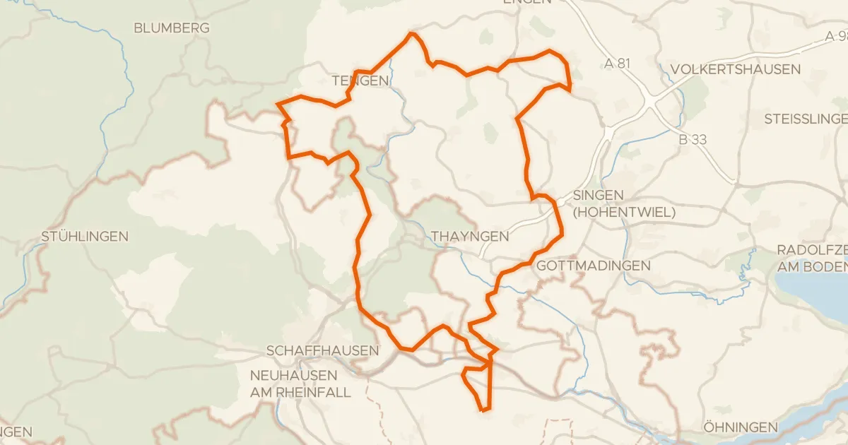 Map of the cycling route Hills between Randegg and Büsingen am Hochrhein
