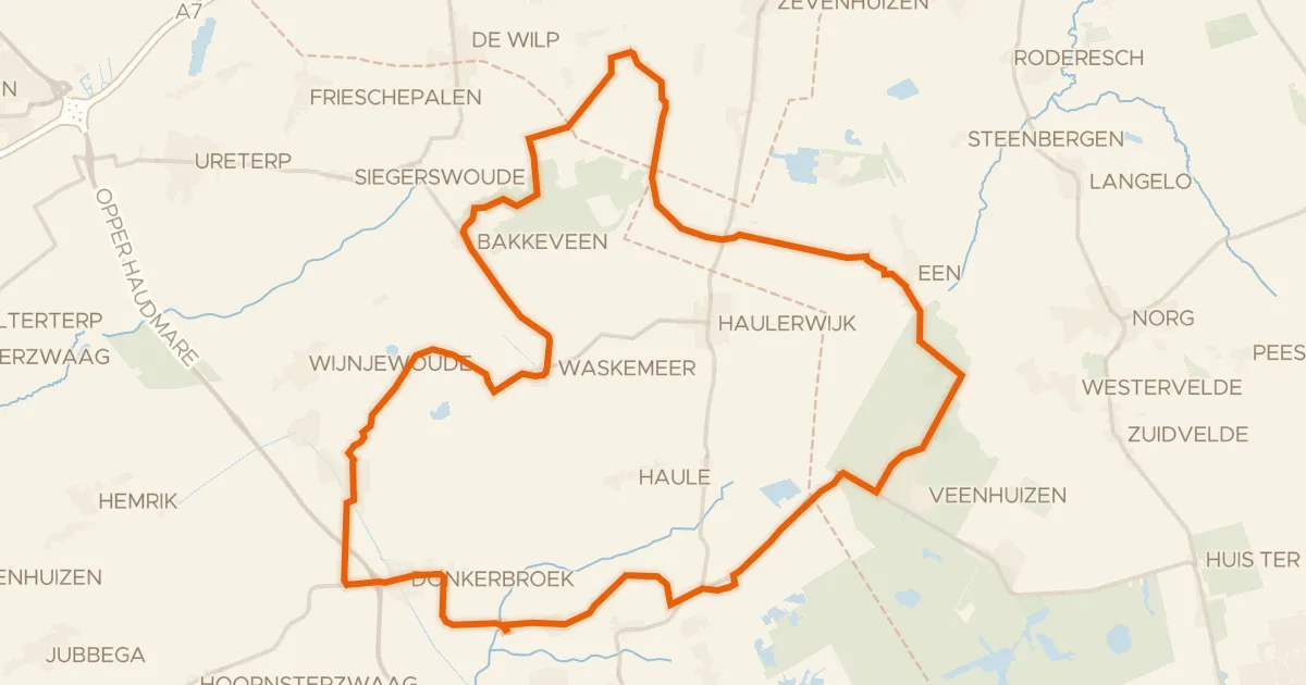 Map of the cycling route Rondje Fochteloërveen en Duurswouderheide