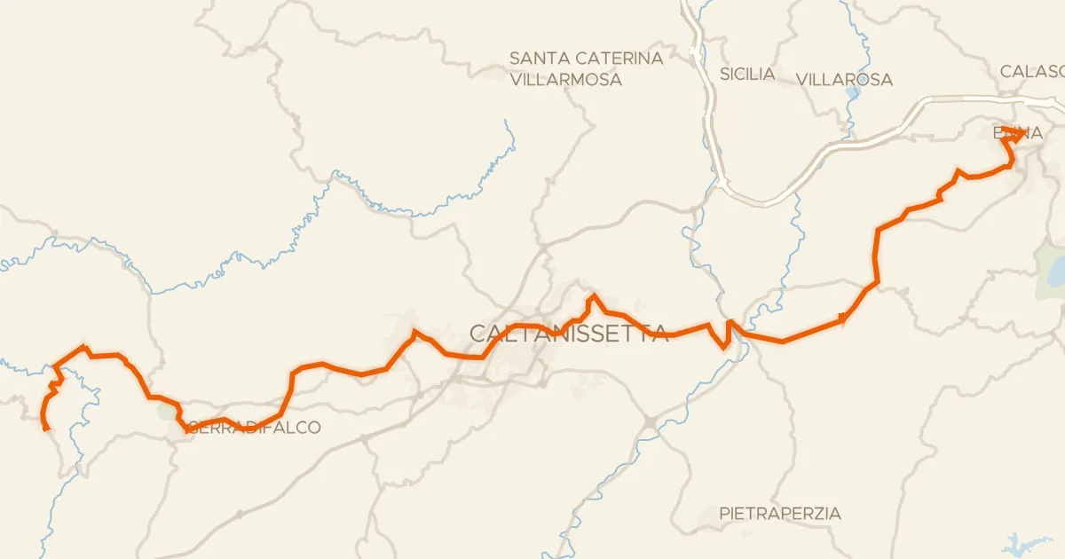 Kaart van de fietsroute Sicily Divide, Tappa 5