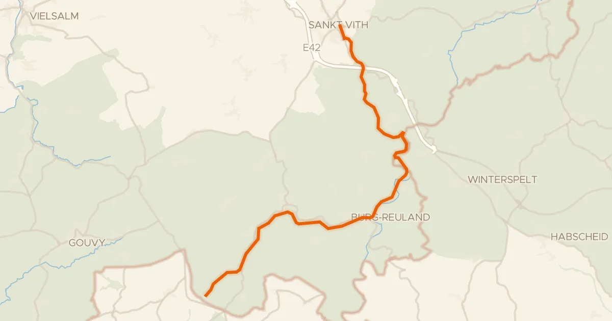 Kaart van de fietsroute RAVeL Linie 47