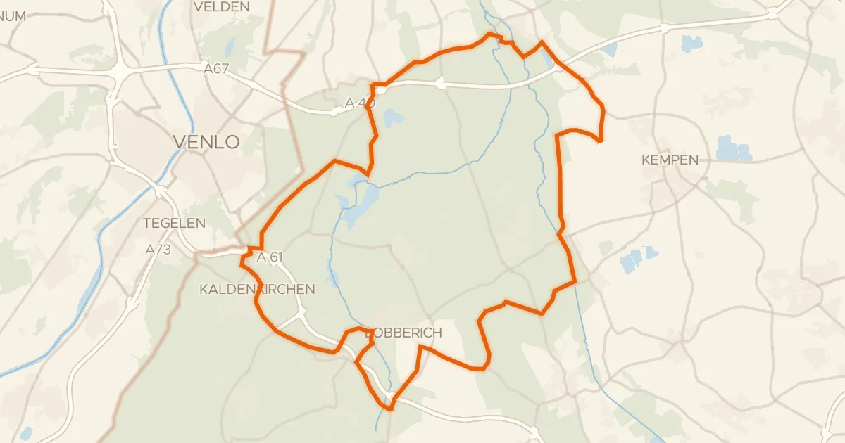 Map of the cycling route Rondje Burg Wachtendonk en Ferkensbruch
