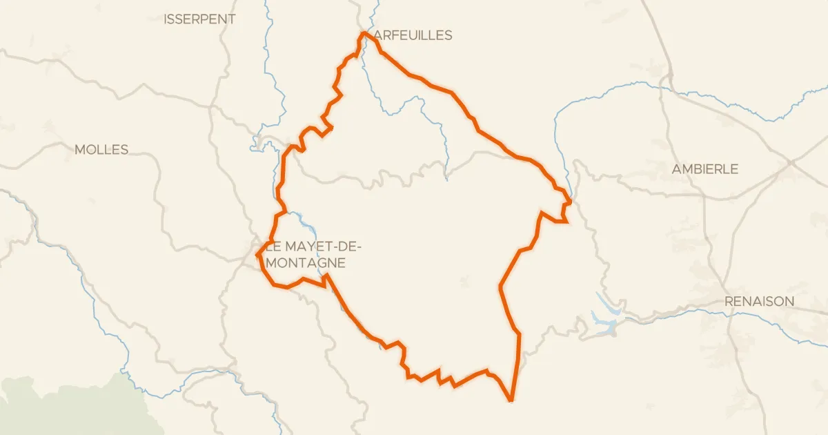 Kaart van de fietsroute Au coeur de la Montagne bourbonnaise