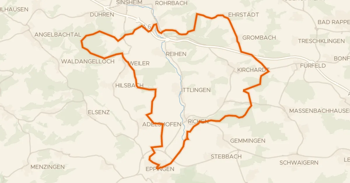 Kaart van de fietsroute Rondje Schlösschen en Burg Steinsberg