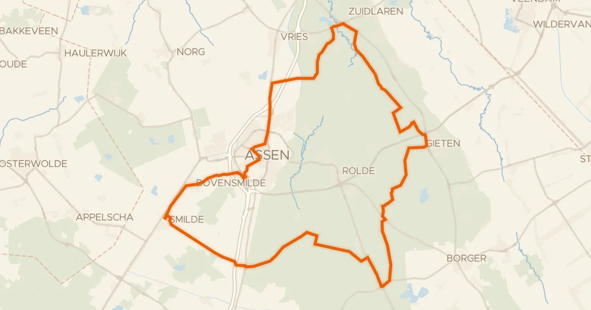 Kaart van de fietsroute Rondje Kymmelsberg en Hijkerveld
