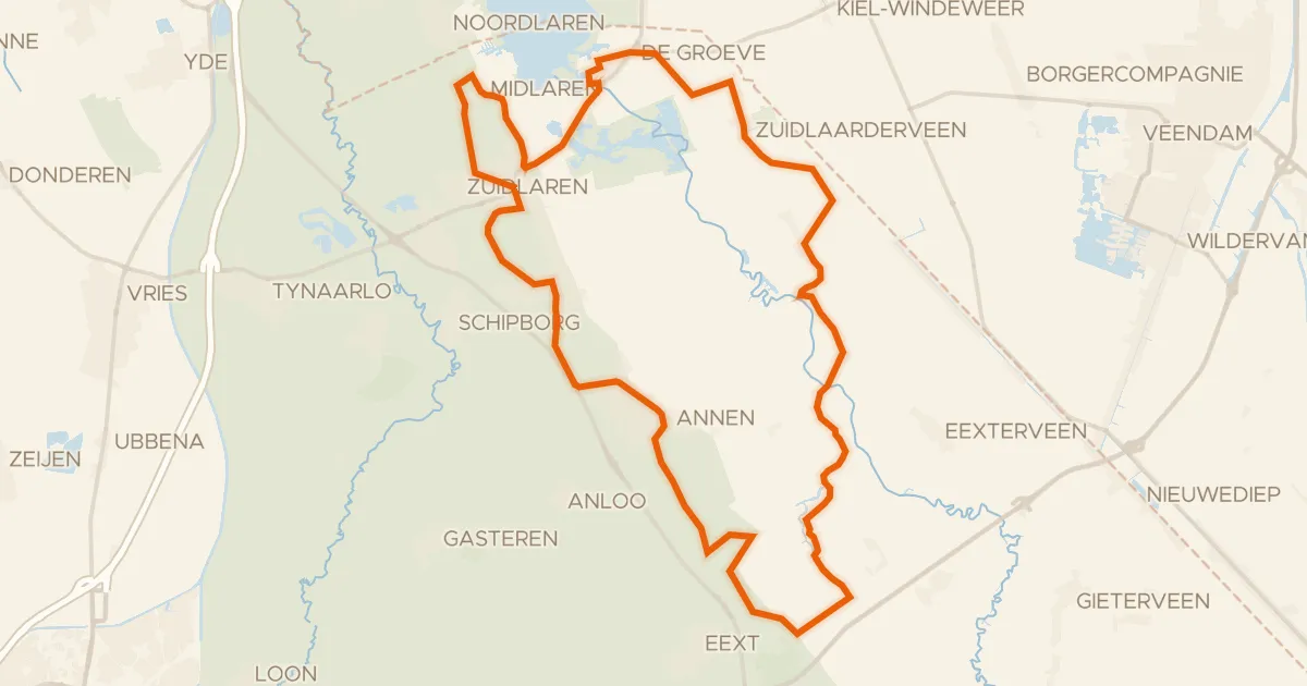 Kaart van de fietsroute Lentenroute