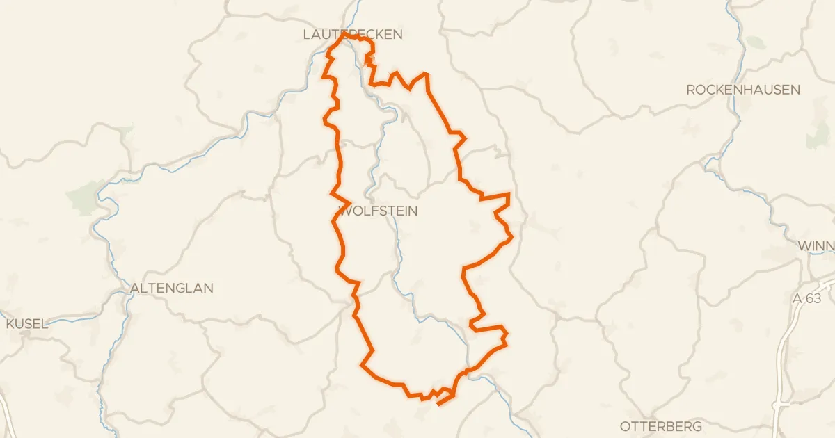 Kaart van de fietsroute Rondje Veldenzschloss en Glan