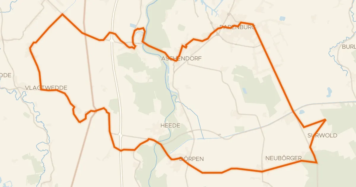 Kaart van de fietsroute Rondje Niemans Meuln en Neuheeder Moor