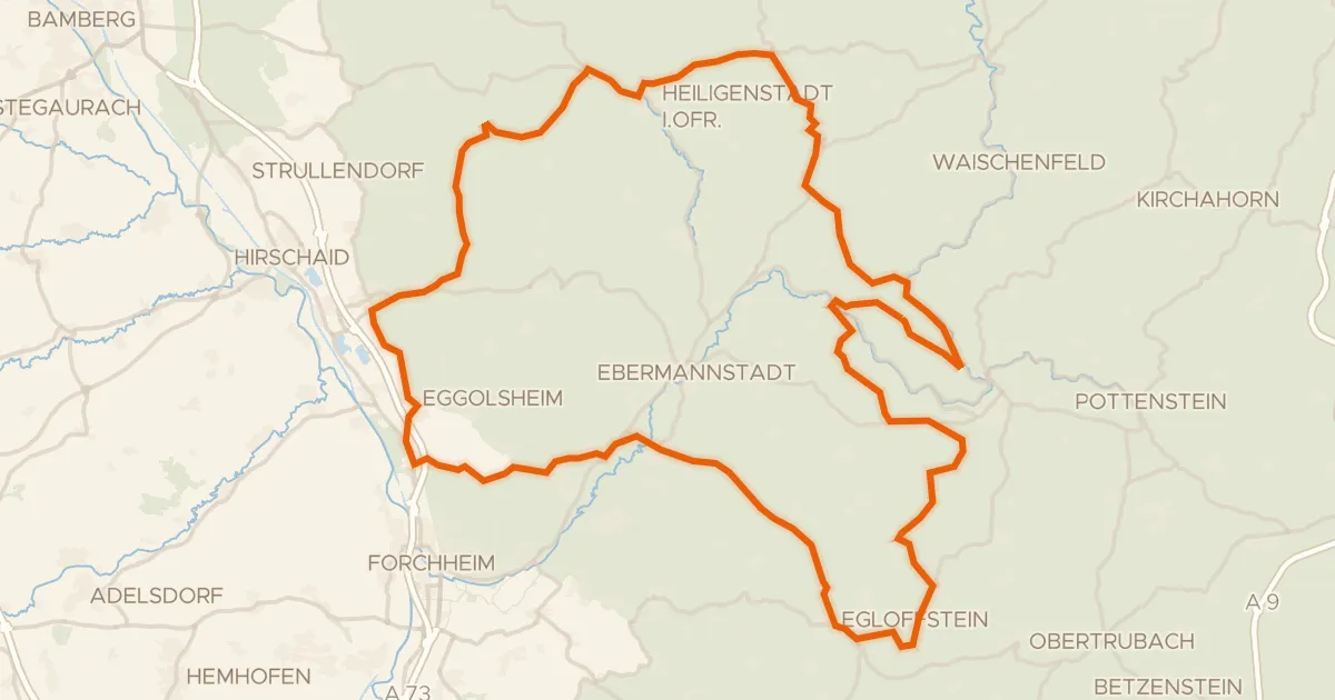 Map of the cycling route Rondje Schloss Unteraufseß en Burg Egloffstein