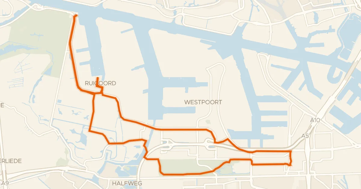 Map of the cycling route Ruigoord route