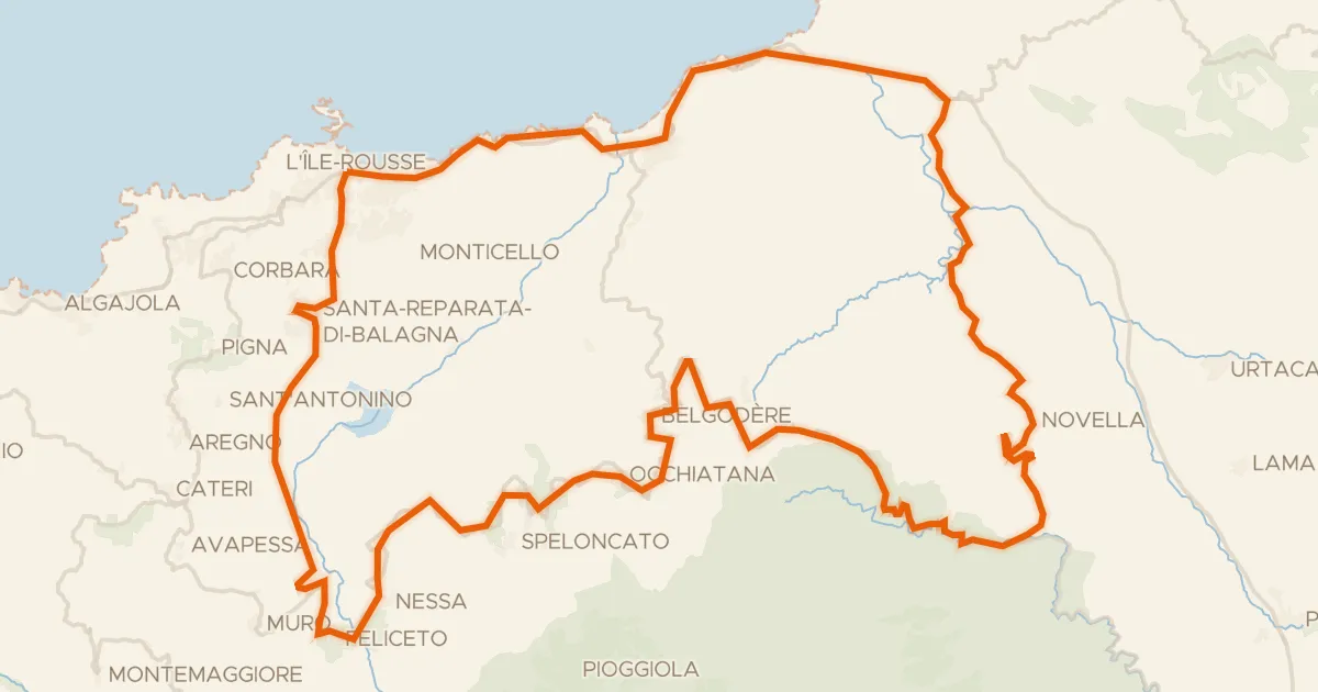 Map of the cycling route Grand tour des Pieve