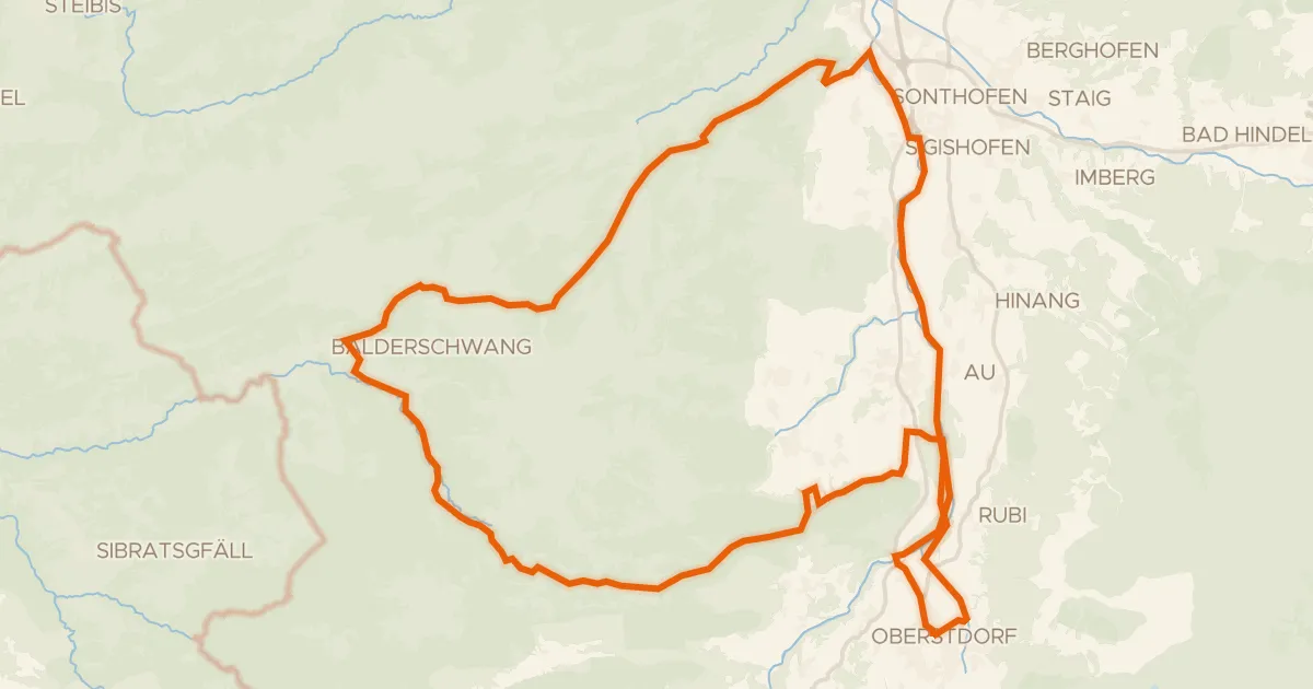 Map of the cycling route Rondje Breitach en Iller