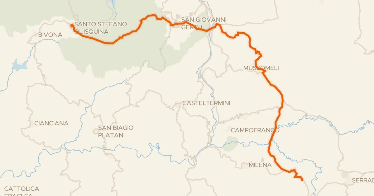 Kaart van de fietsroute Sicily Divide, Tappa 4