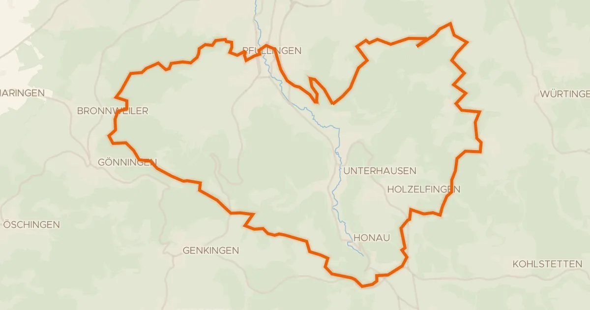 Map of the cycling route Rondje Kugelberg en Schloss Pfullingen