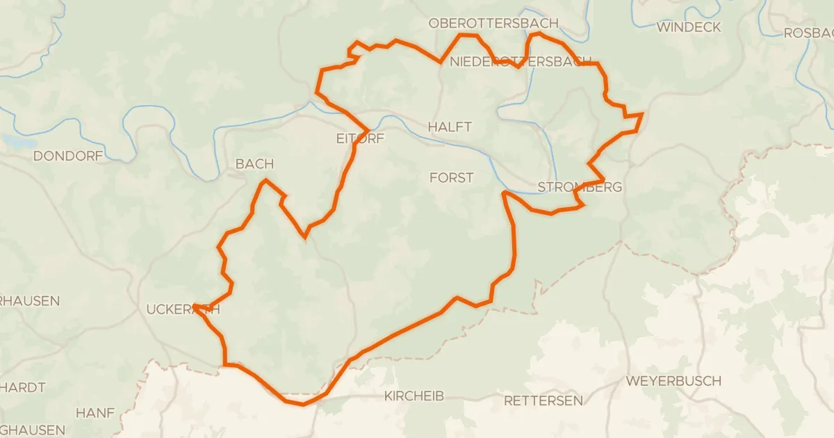 Kaart van de fietsroute Rondje Burg Welterode en Sieg