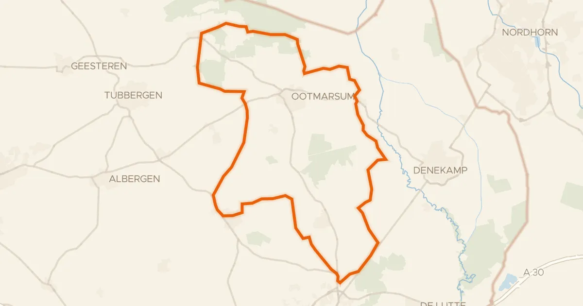 Kaart van de fietsroute Agelerveld Fietsroute