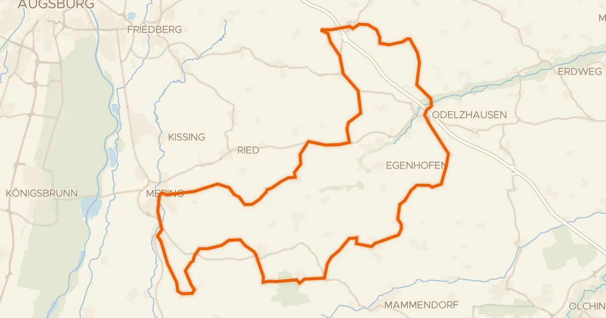 Map of the cycling route Rondje Schloss Mering en Haspelmoor