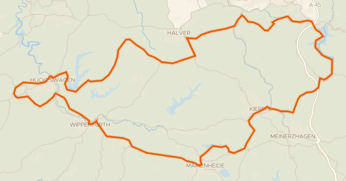Map of the cycling route Rondje Schloss Neuenhof en Schloss Hückeswagen