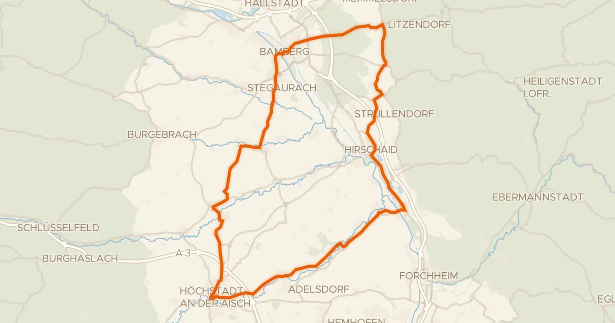 Map of the cycling route Rondje Schloss Weißenstein en Aisch