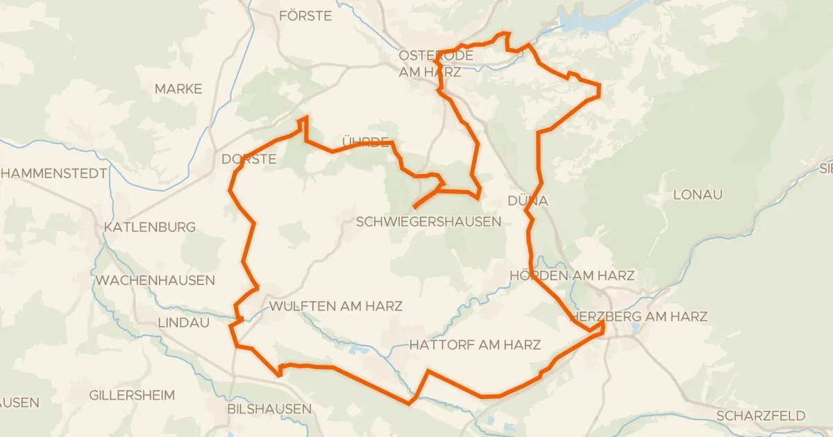 Kaart van de fietsroute Rondje Alte Burg en Schloss Herzberg