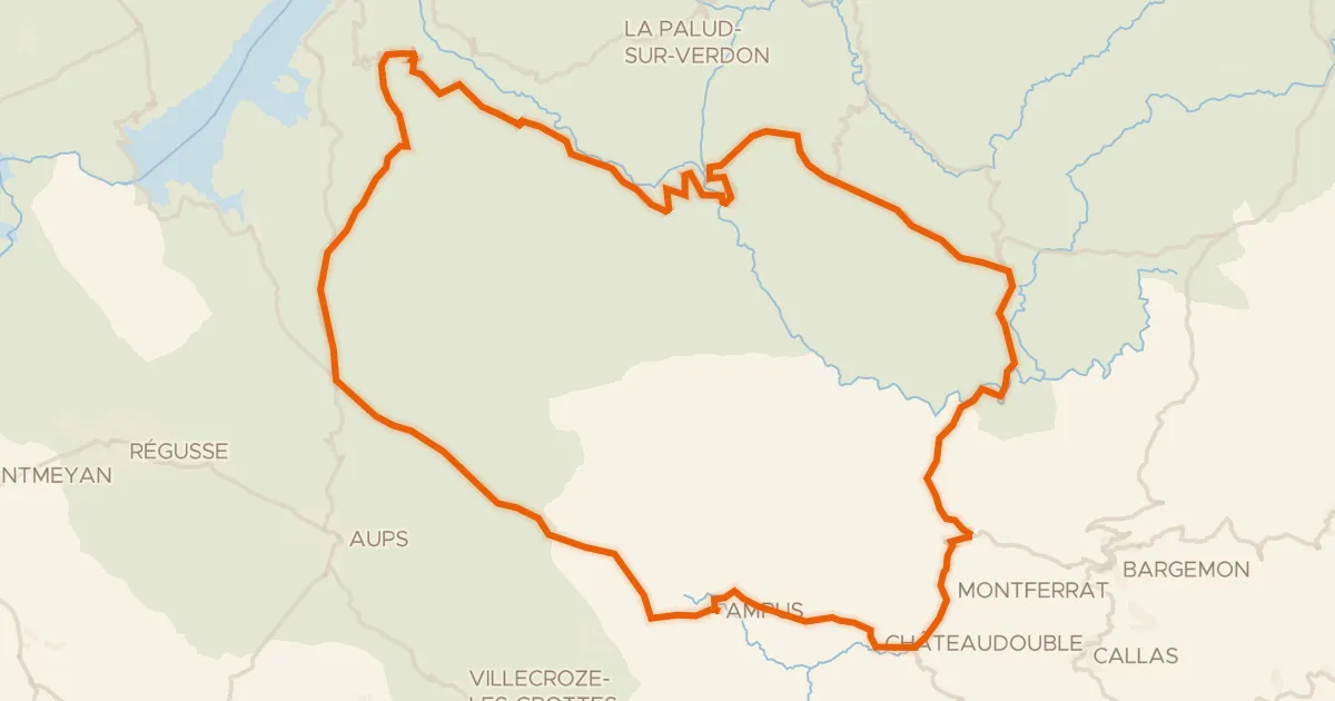 Map of the cycling route Les gorges du Verdon