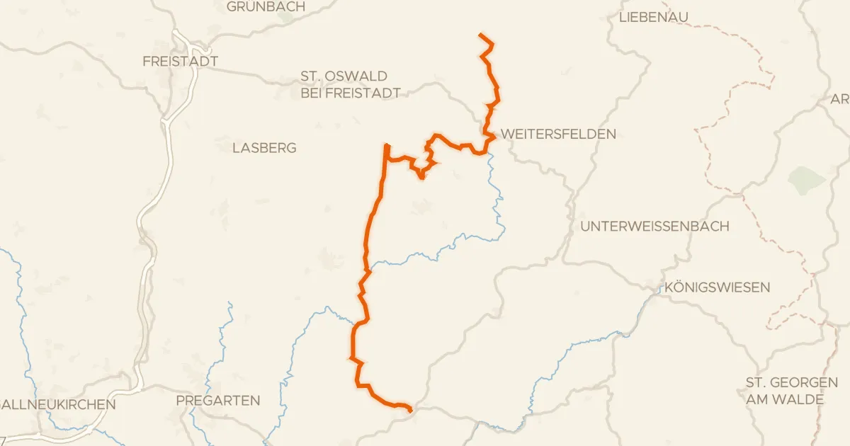 Kaart van de fietsroute Alm Aisttal Radroute