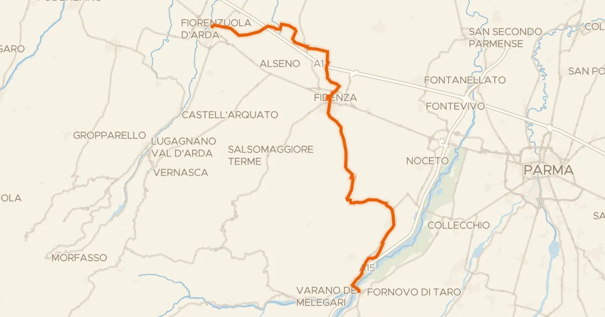 Map of the cycling route Ciclovia Francigena - VFB09