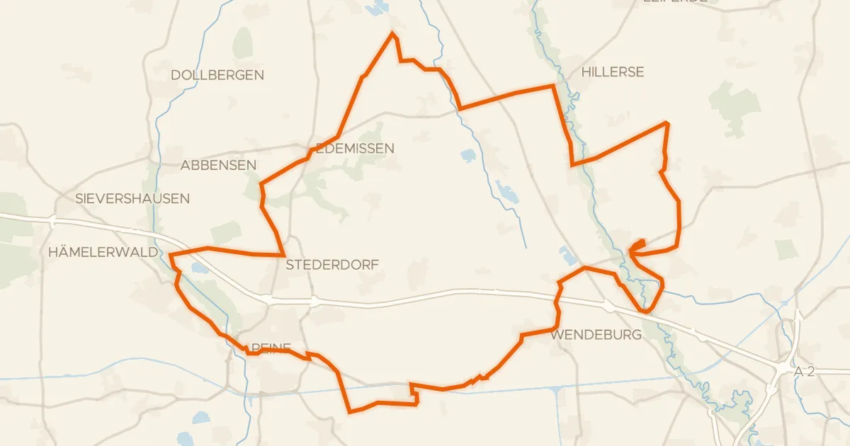 Kaart van de fietsroute Rondje Fuhsetal en Wendesser Moor
