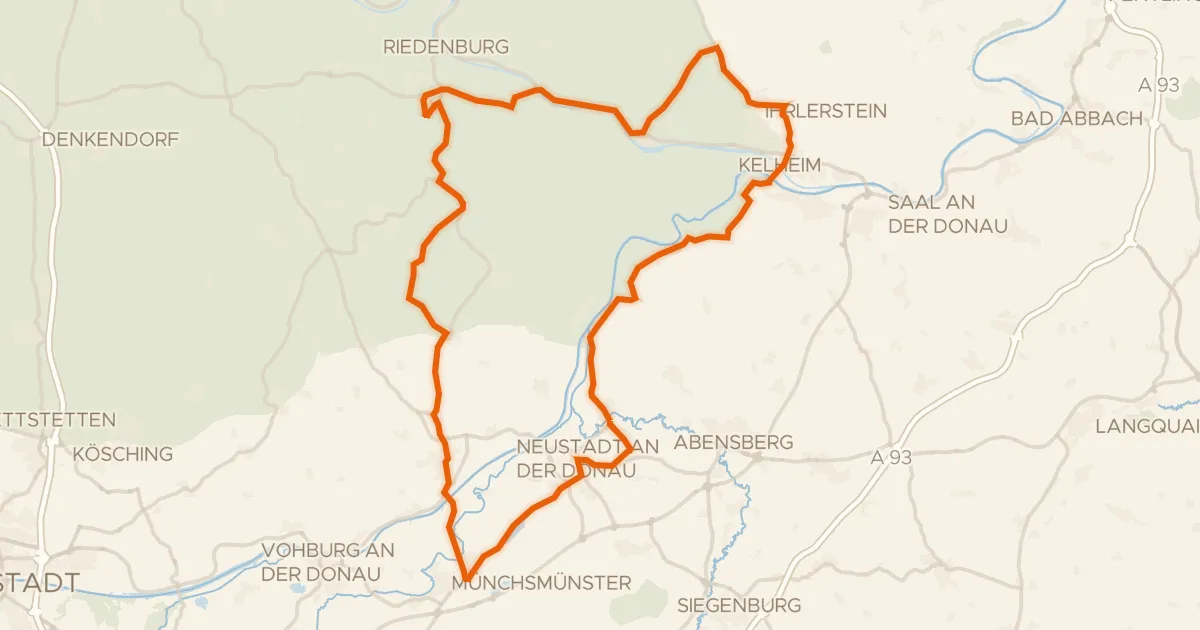 Kaart van de fietsroute Rondje Schloss Prunn en Weltenburger Enge