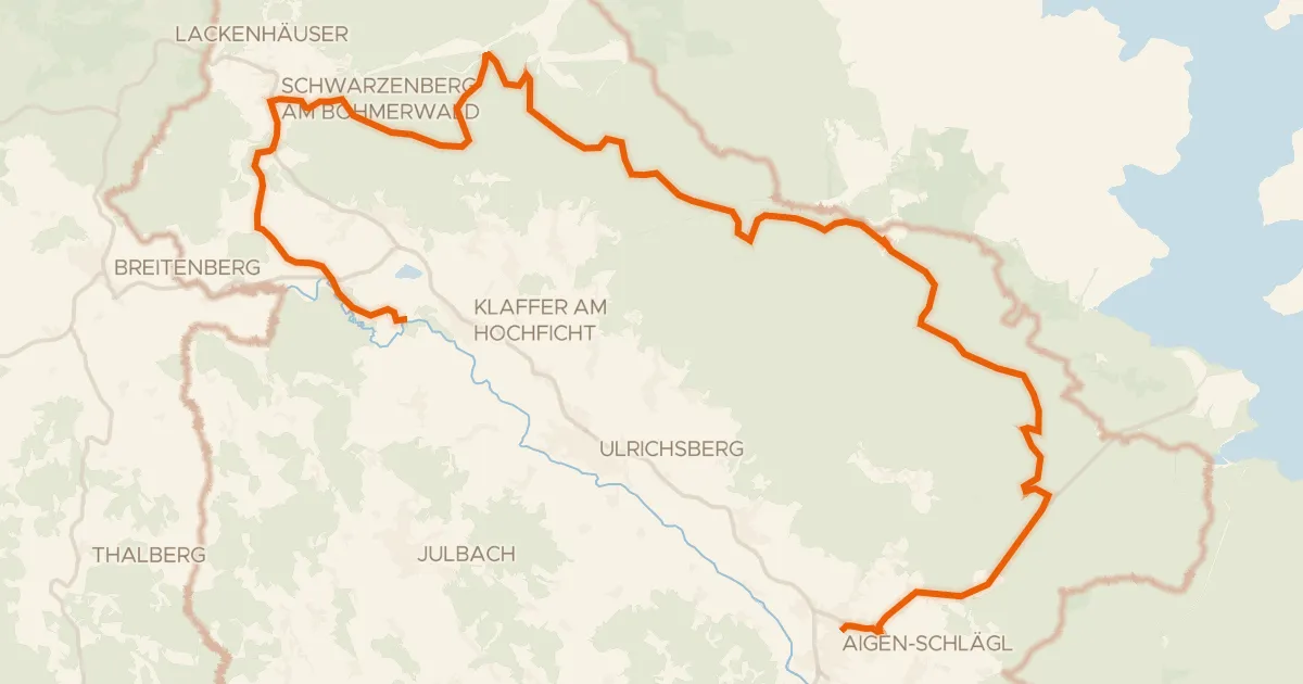 Kaart van de fietsroute Böhmerwaldweg