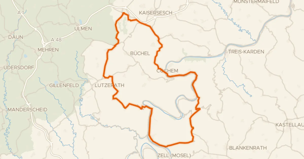 Map of the cycling route Rondje Burg Metternich en Brauselay