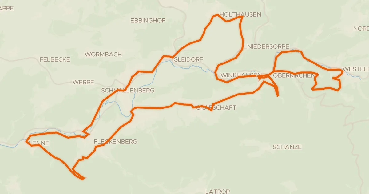 Kaart van de fietsroute Golddorf-Radroute