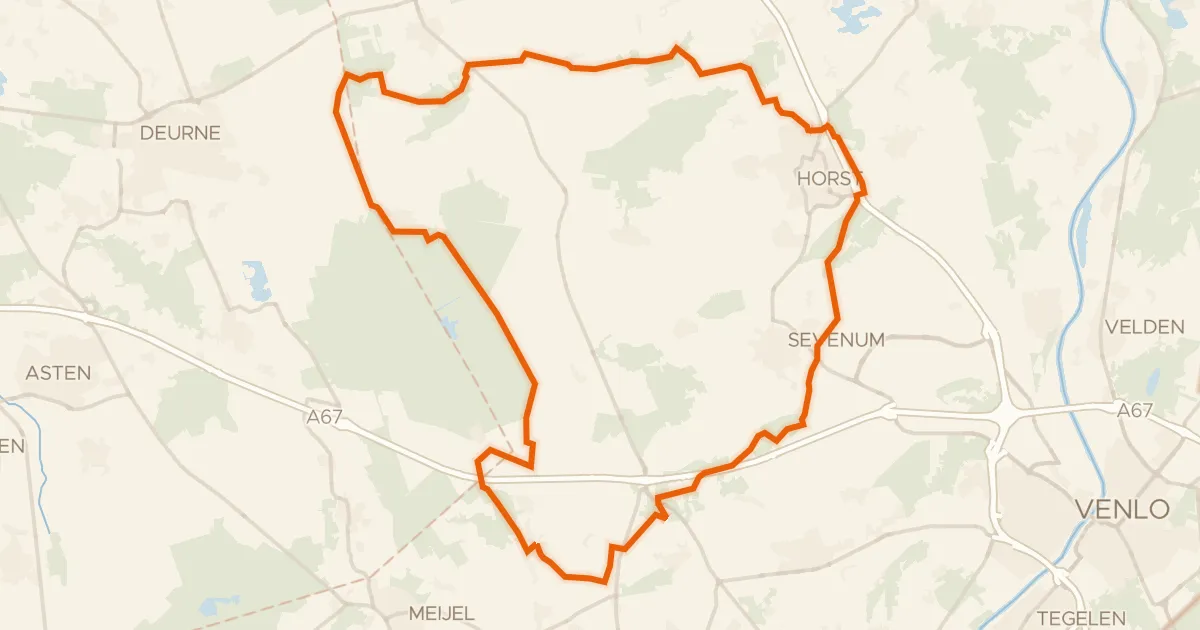 Map of the cycling route Rondje Huys ter Horst en Deurnsche Peel & Mariapeel
