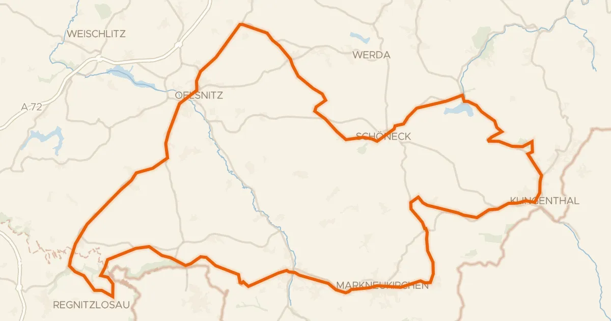 Kaart van de fietsroute Rondje Goldberg en Südliche Regnitz und Zinnbach