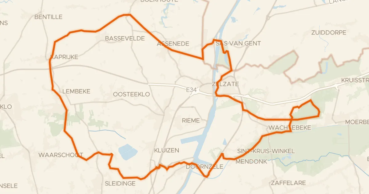 Kaart van de fietsroute Rondje Kasteel van Aveschoot en Canisvliet
