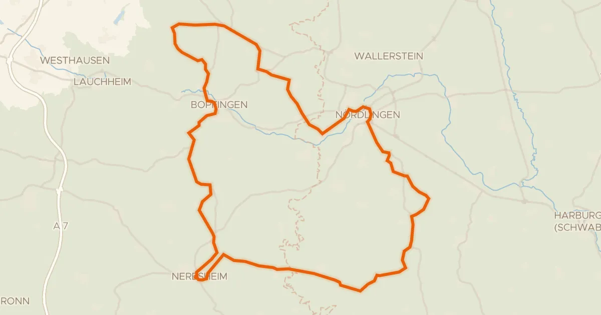 Map of the cycling route Rondje Schloss Hohenaltheim en Schloss Baldern