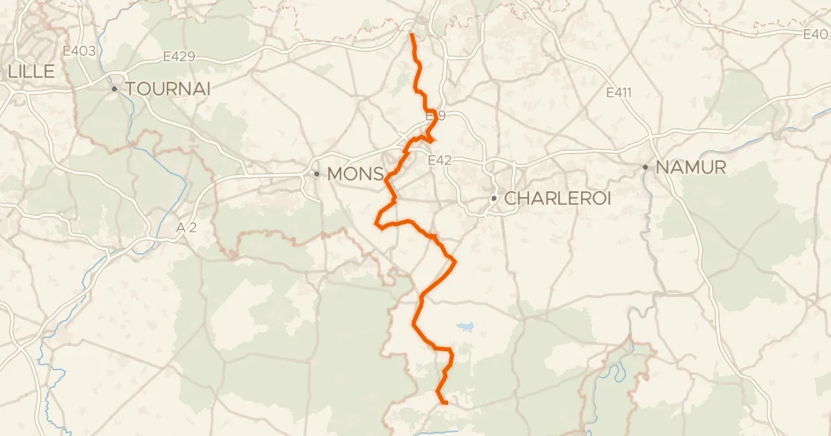 Map of the cycling route RAVeL W3 Véloroute des Carnavals