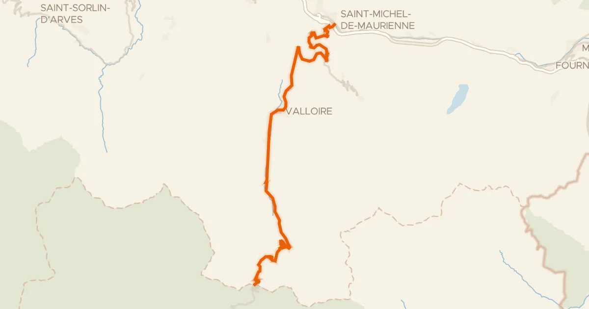 Kaart van de fietsroute Col du Galibier