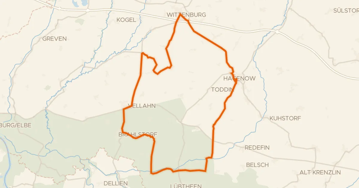 Map of the cycling route Rondje Schloss Melkof en Sude