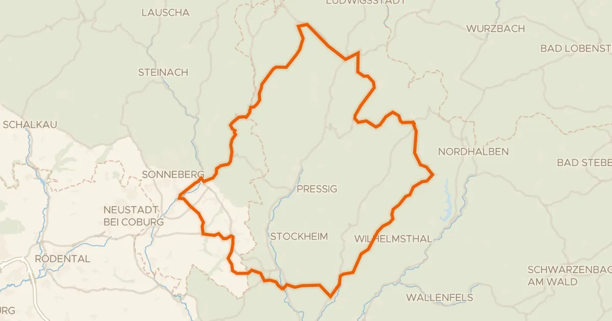 Kaart van de fietsroute Rondje Burg Neuhaus en Föritzgrund