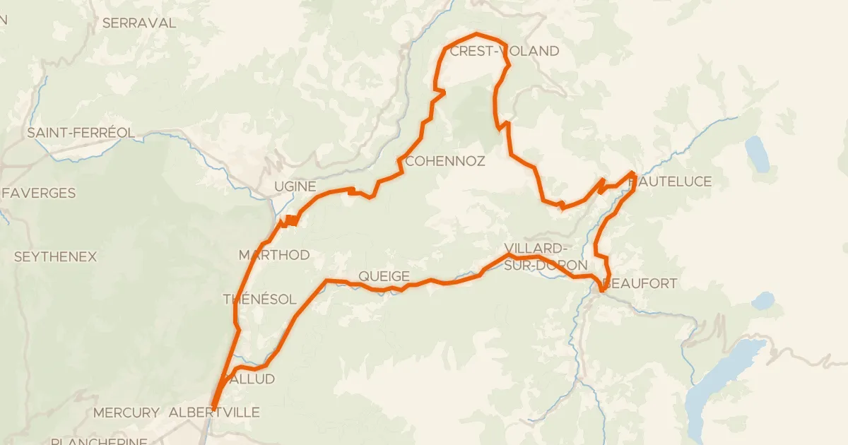 Kaart van de fietsroute Circuit des Saisies