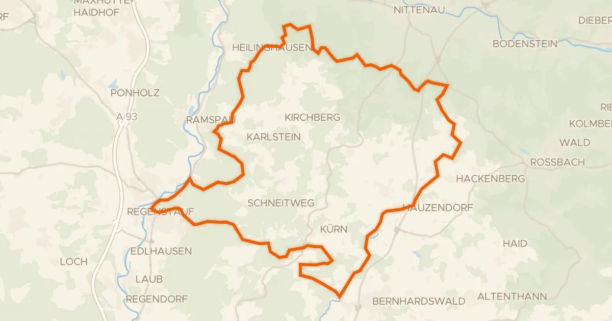 Kaart van de fietsroute Rondje Burgstall Zangenfels en Burgruine Forstenberg