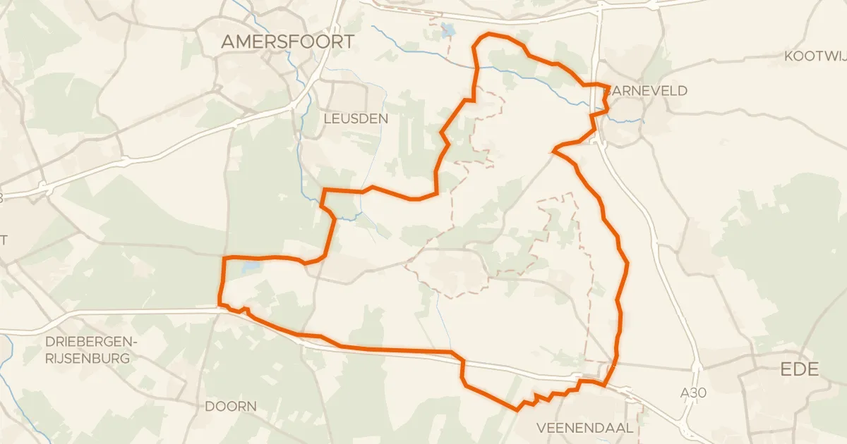 Kaart van de fietsroute Rondje De Boom en Den Olden Florus