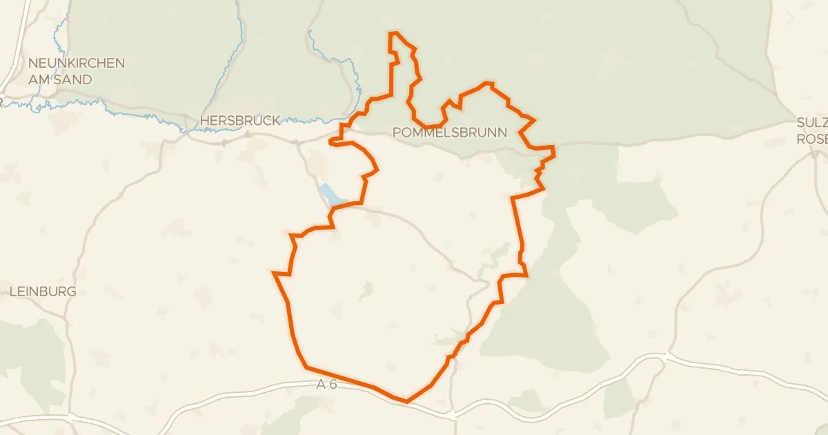Map of the cycling route Rondje Lehendorf-Blick en Pegnitz