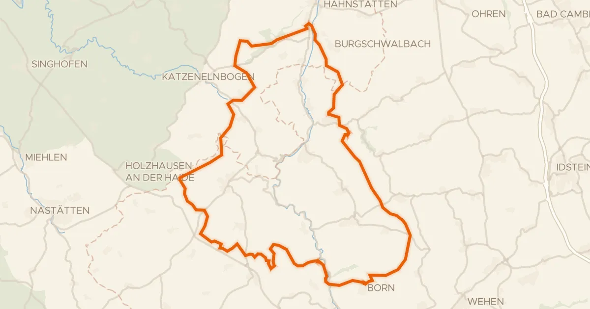 Kaart van de fietsroute Rondje Burg Adolfseck en Dörsbach