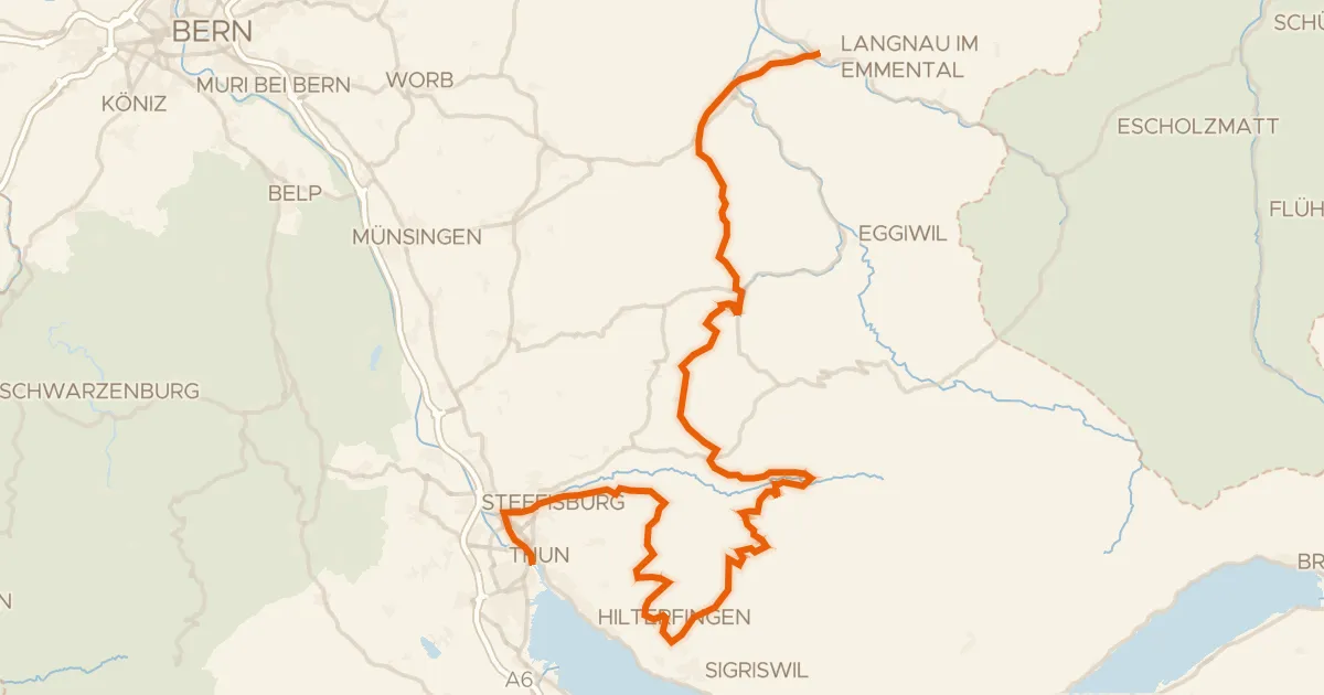 Kaart van de fietsroute Herzroute