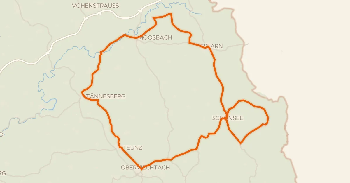 Kaart van de fietsroute Rondje Schloss Burgtreswitz en Pfreimd