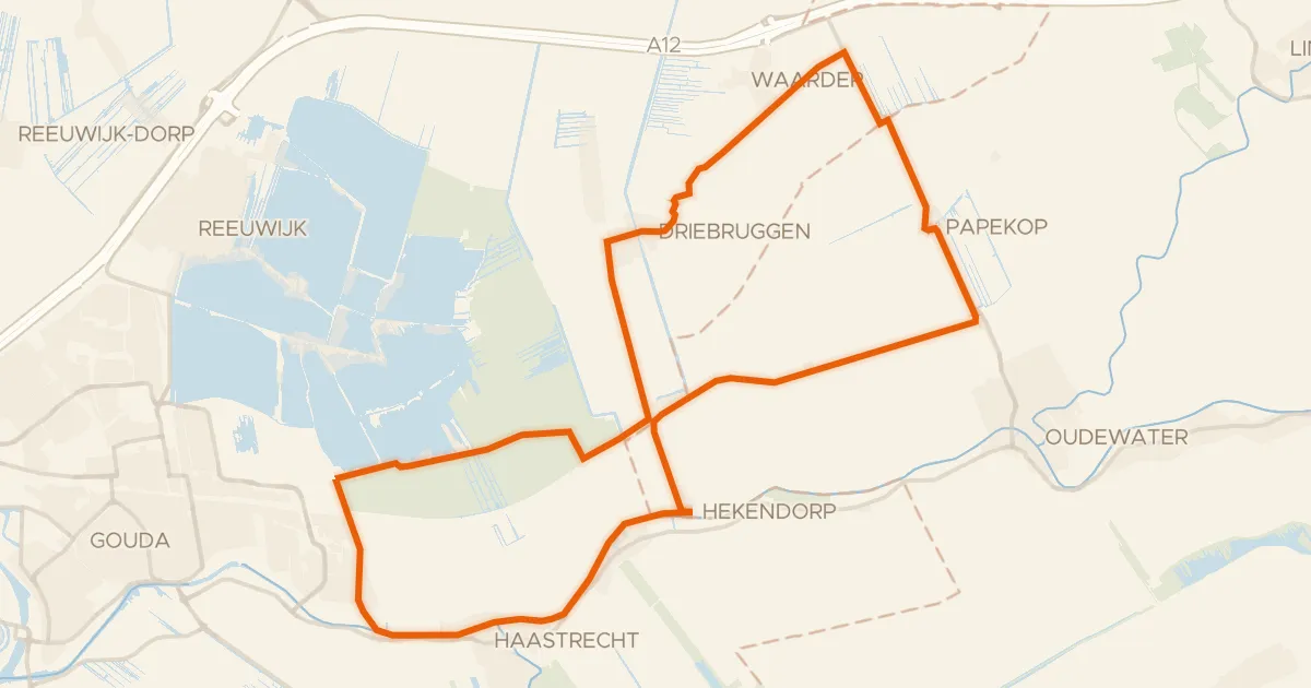 Kaart van de fietsroute Ruigeweideroute