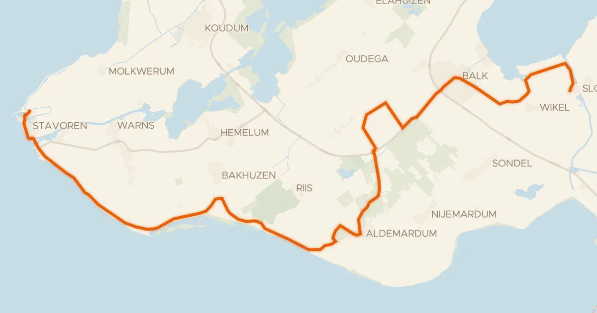 Map of the cycling route Elfstedenroute - 04 - Sloten - Stavoren