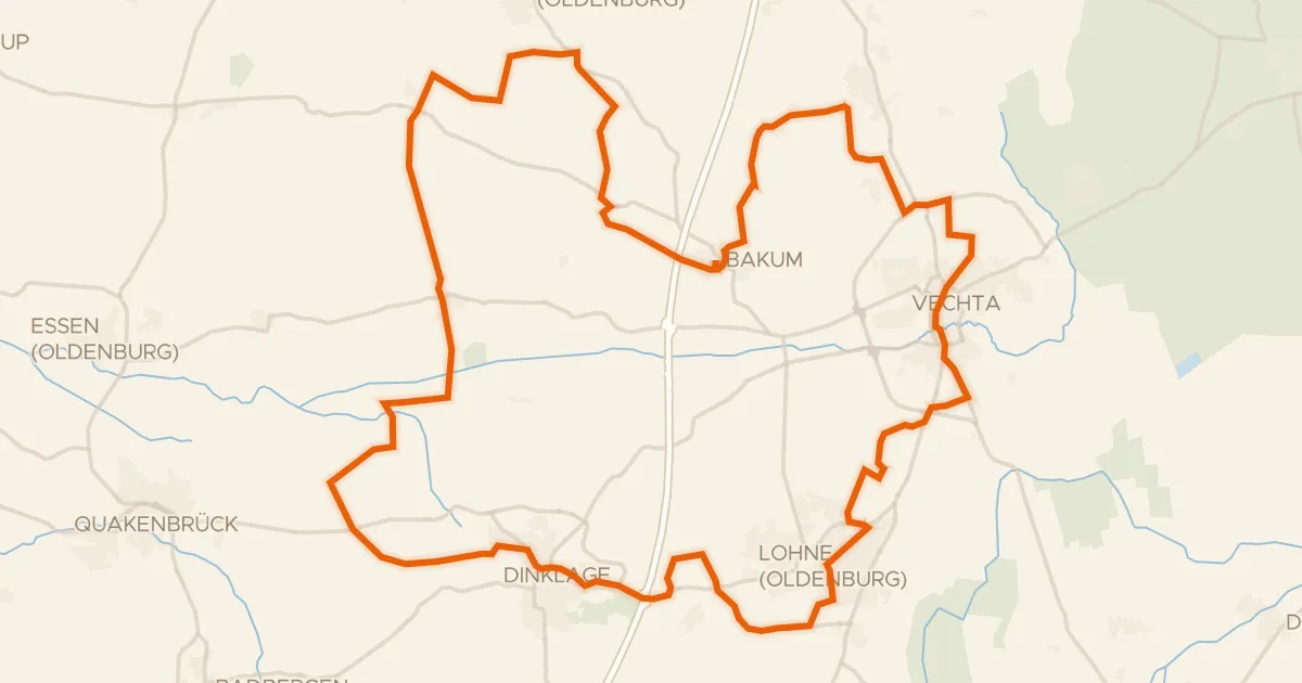Kaart van de fietsroute Rondje Zitadelle en Burgwald Dinklage